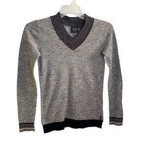 A/X Armani Exchange Womens Gray V Neck Pullover Sweater XS Cotton Knit